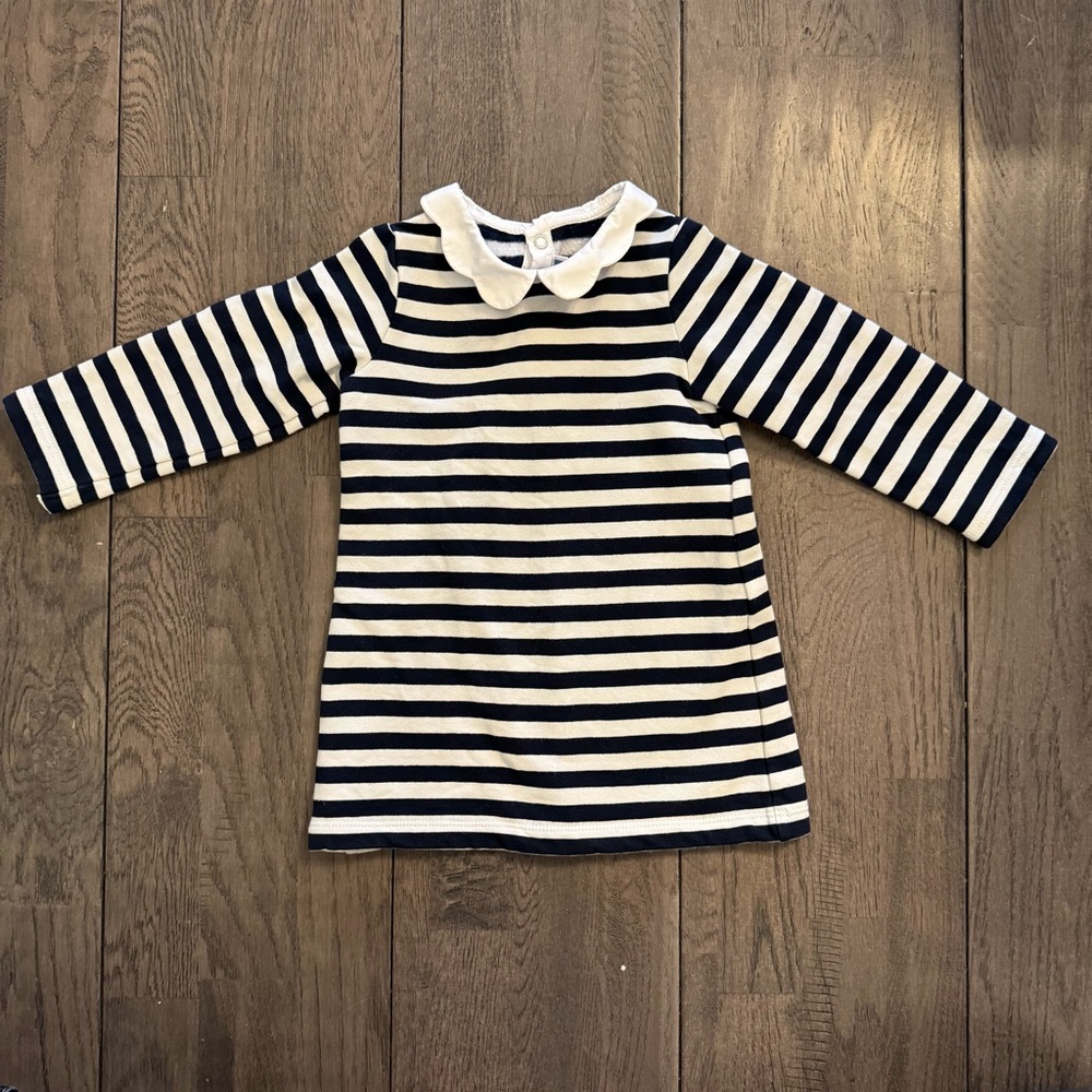 Striped Long Sleeve Kids Dress - 18 months